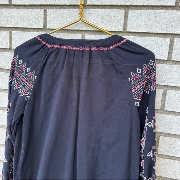Johnny Was Tatum Embroidered Peasant Blouse Top Black Boho - Picture 11 of 12